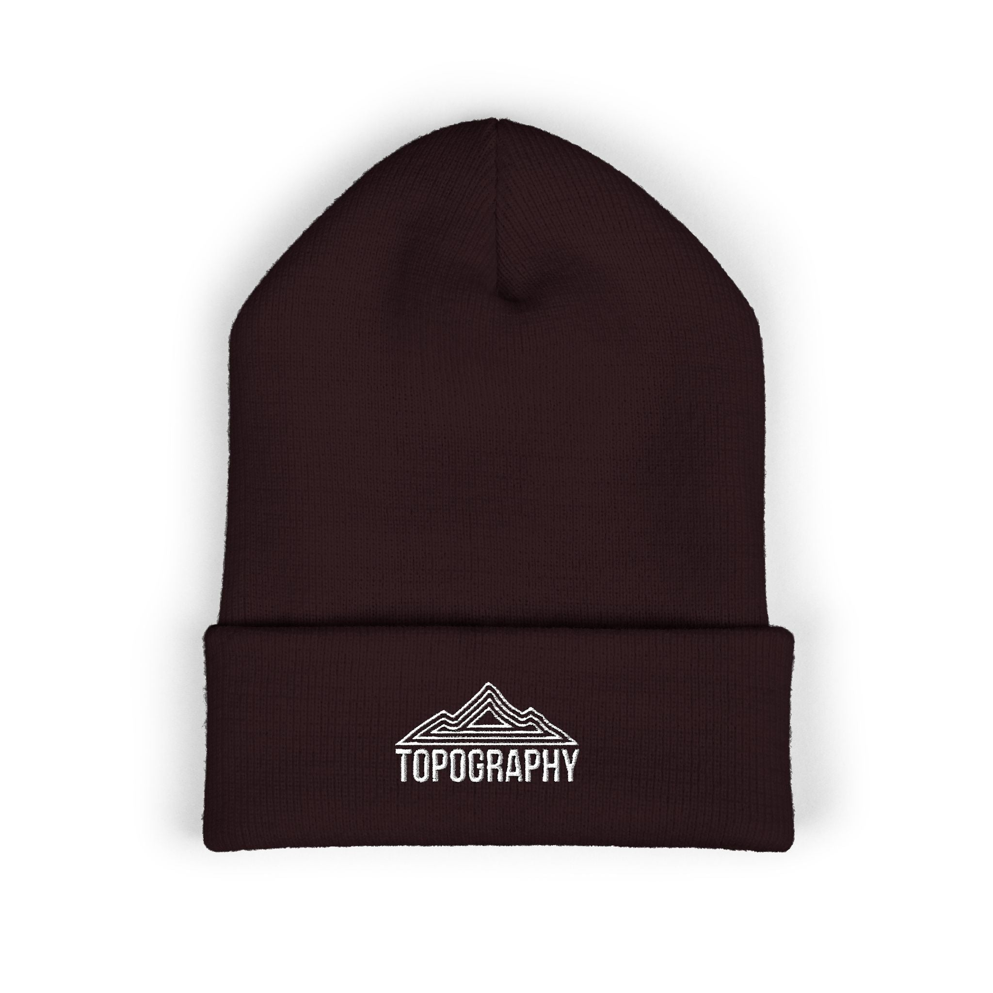 Embroidered Mountain Topography Cuffed Beanie