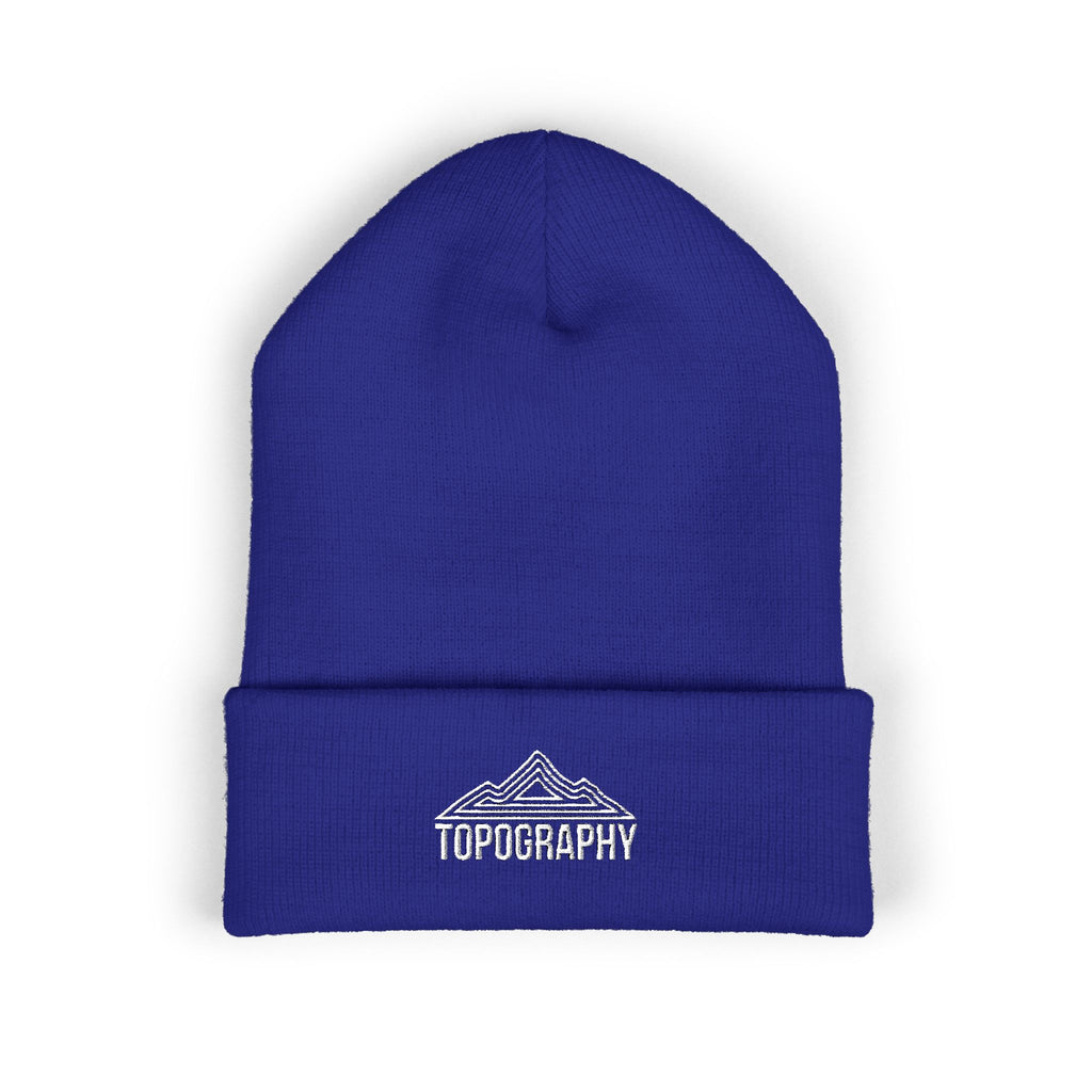 Embroidered Mountain Topography Cuffed Beanie