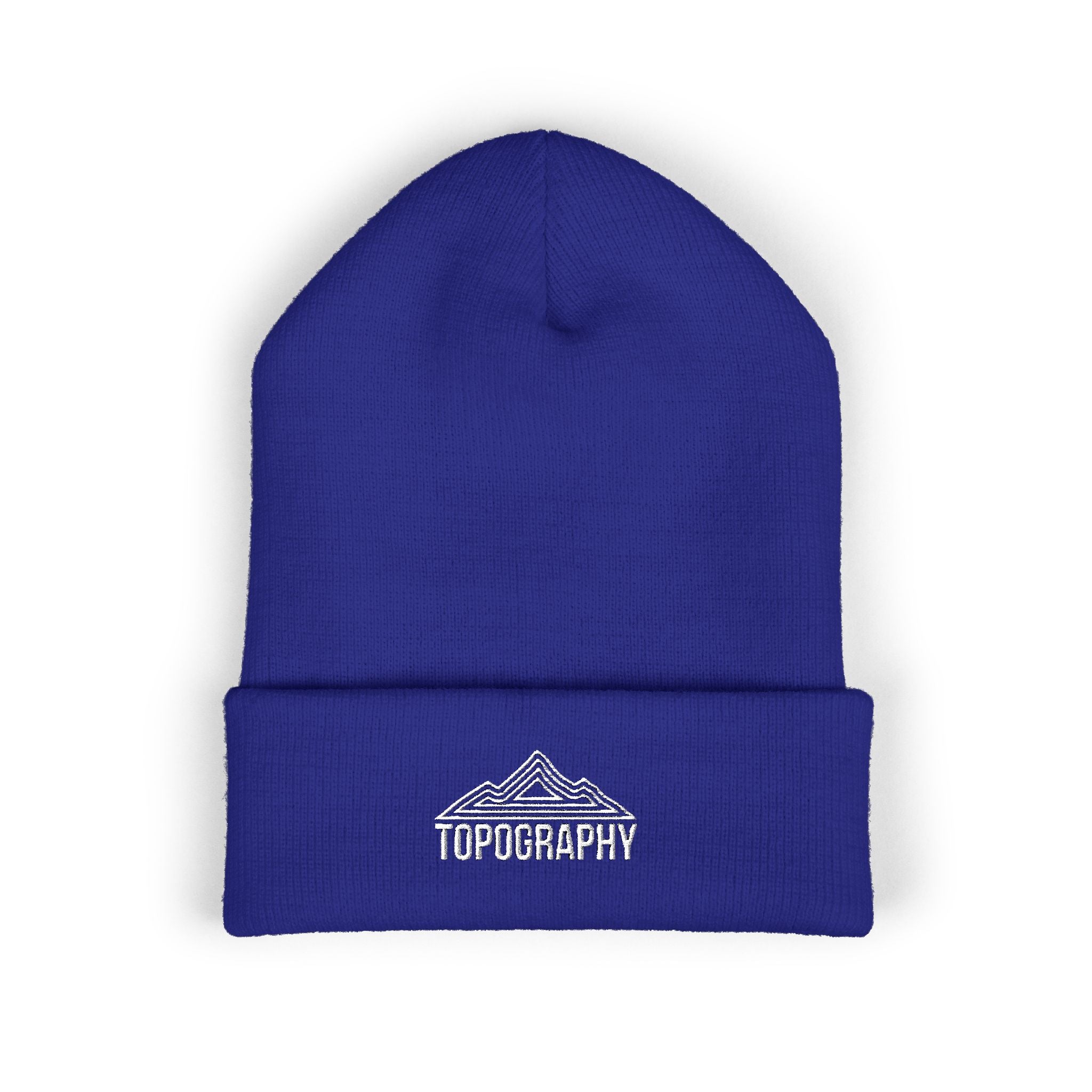 Embroidered Mountain Topography Cuffed Beanie