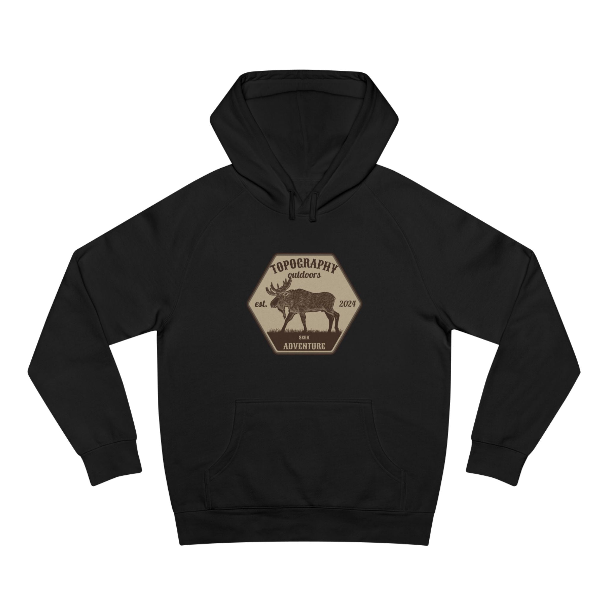 Topography Outdoors Moose Patch Hoodie – Vintage Wilderness Graphic Hoodie