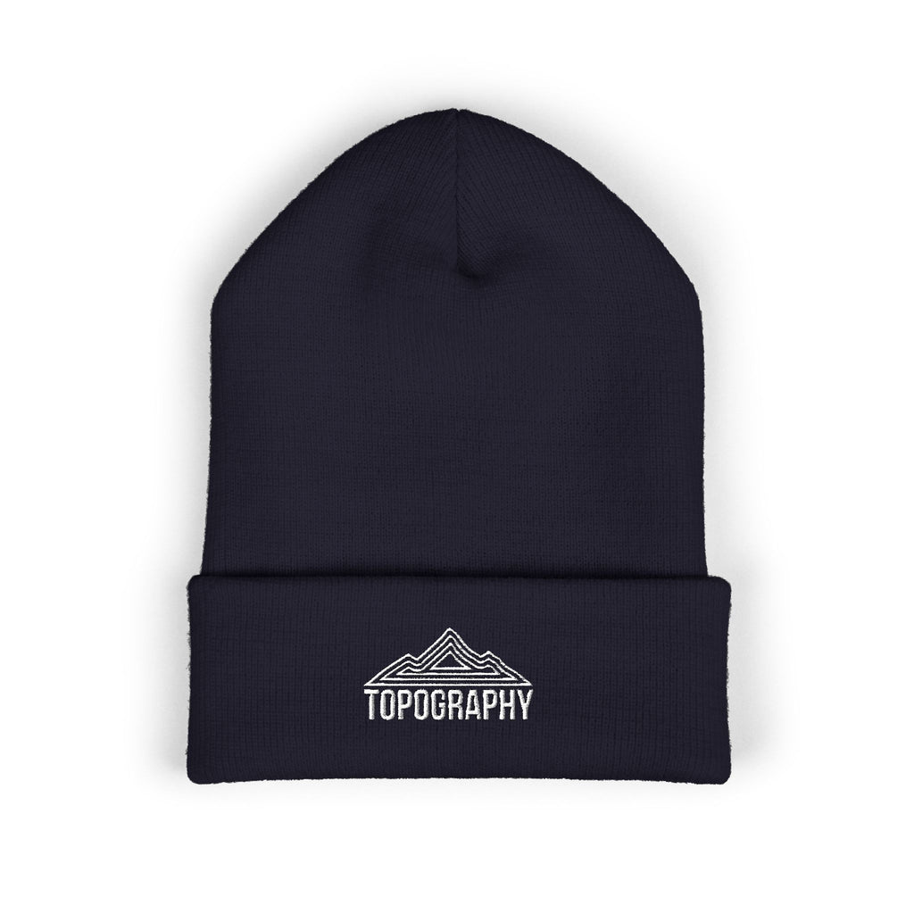 Embroidered Mountain Topography Cuffed Beanie