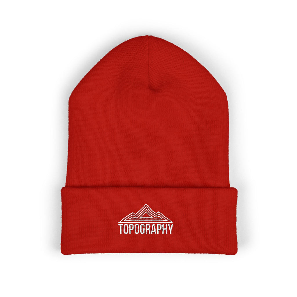 Embroidered Mountain Topography Cuffed Beanie