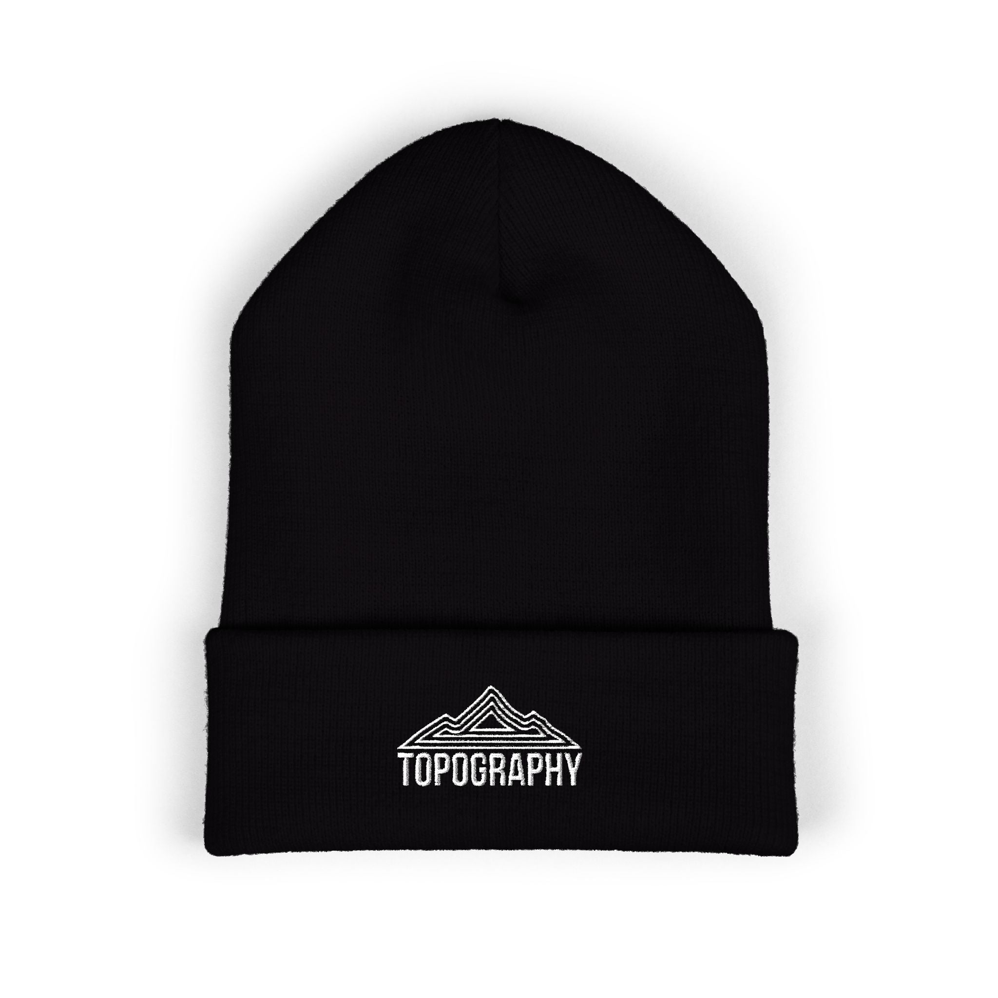 Embroidered Mountain Topography Cuffed Beanie