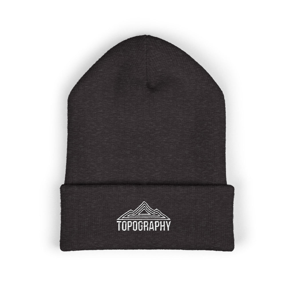 Embroidered Mountain Topography Cuffed Beanie