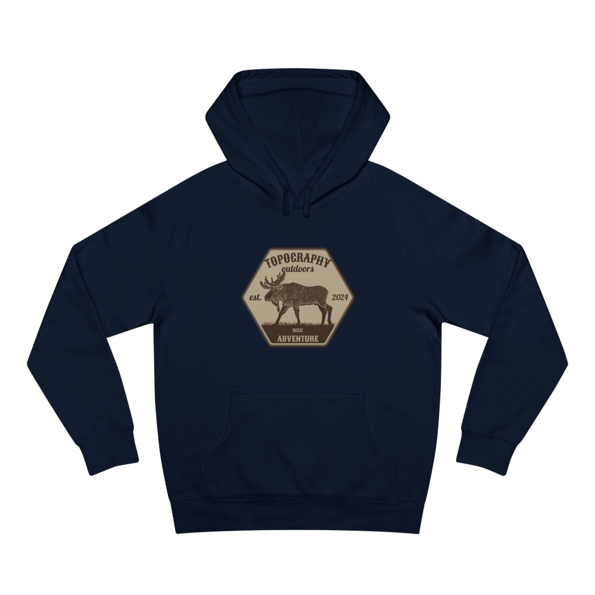 Topography Outdoors Moose Patch Hoodie – Vintage Wilderness Graphic Hoodie