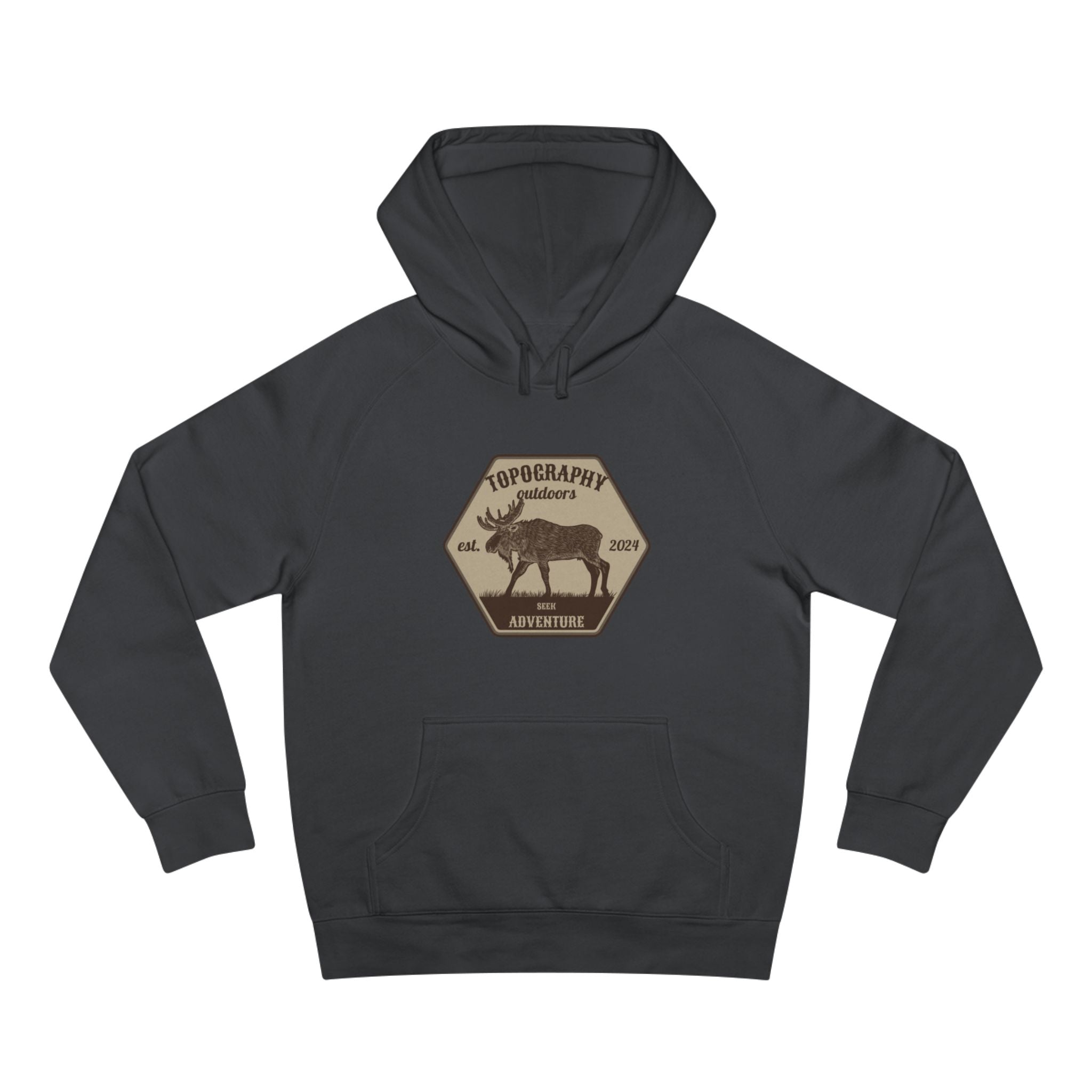 Topography Outdoors Moose Patch Hoodie – Vintage Wilderness Graphic Hoodie