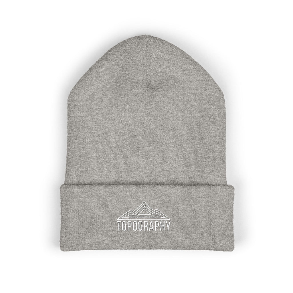 Embroidered Mountain Topography Cuffed Beanie