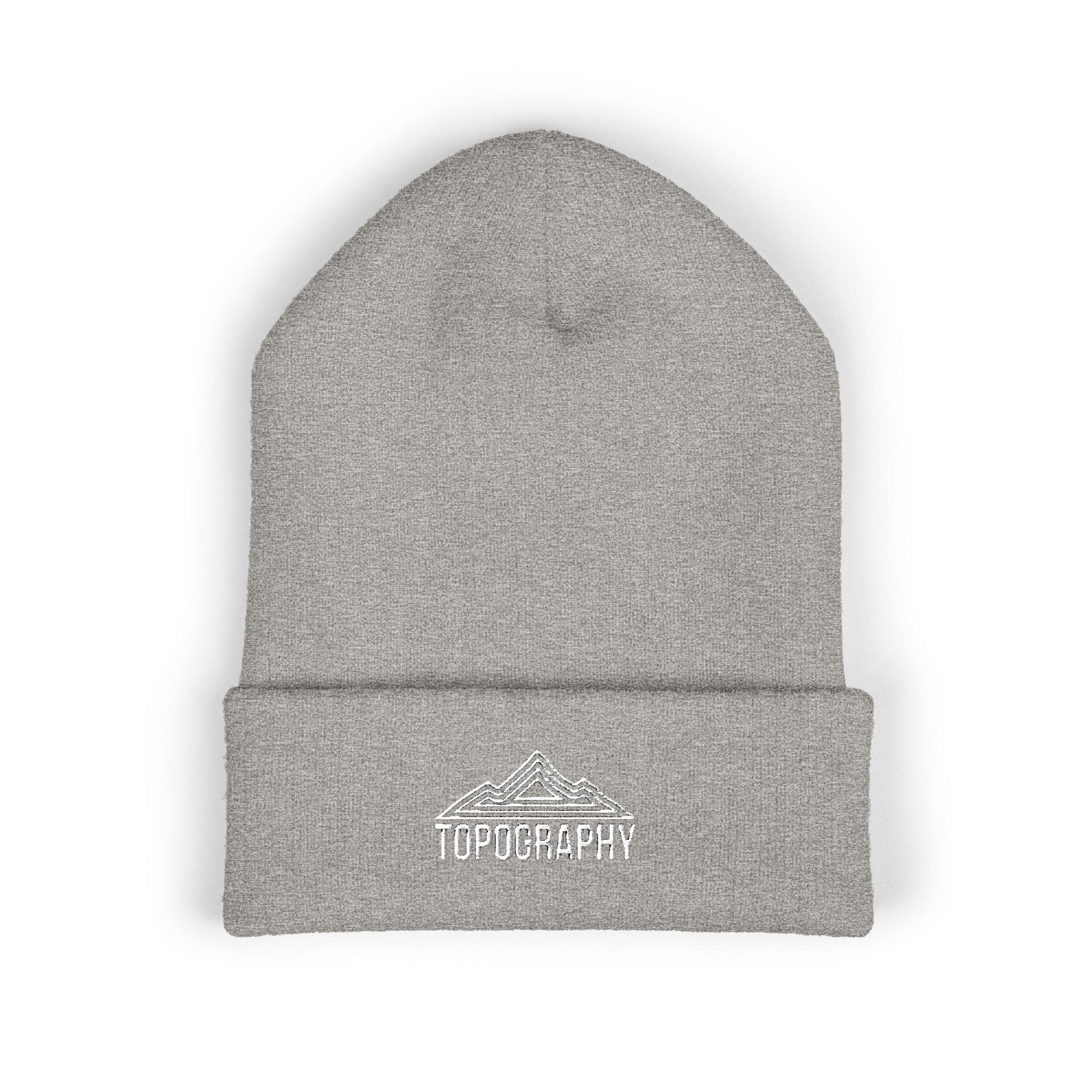 Embroidered Mountain Topography Cuffed Beanie