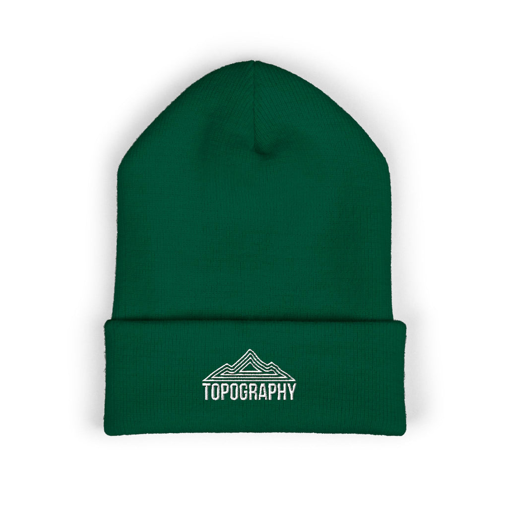 Embroidered Mountain Topography Cuffed Beanie